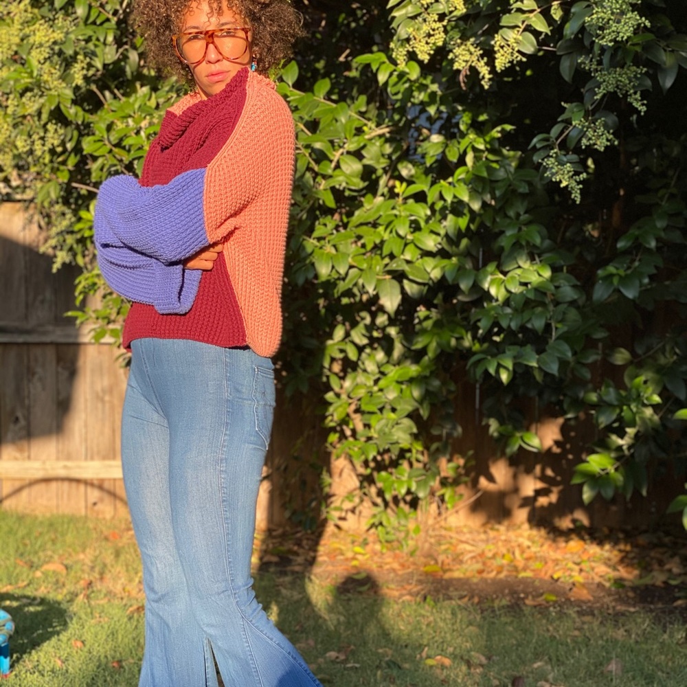 Free people XS over sized color block sweater